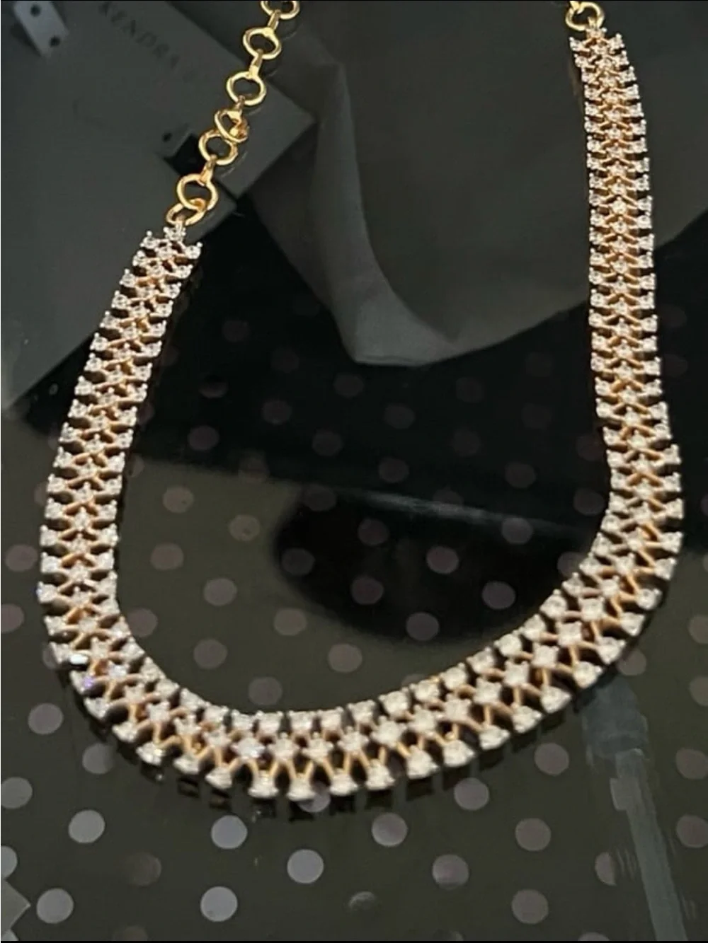 Gold plated diamond finish 3 strand necklace Swarovski elements necklace